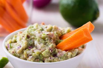 Healthy homemade guacamole, avocado  dip