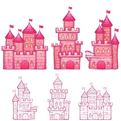 Fototapeta premium Vector illustration of Cartoon fairy tale castle
