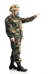 Soldier with a respirator
