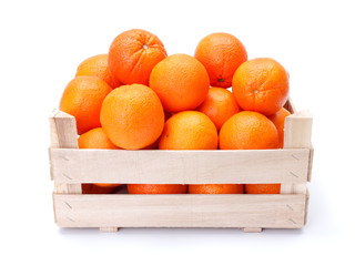 Oranges in wooden box