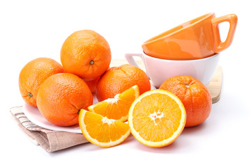 Oranges on white plate