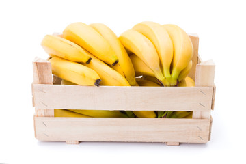 Bananas in wooden crate