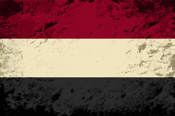Yemeni flag. Grunge background. Vector illustration
