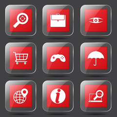 SEO Internet Sign Square Vector Red Icon Design Set 10