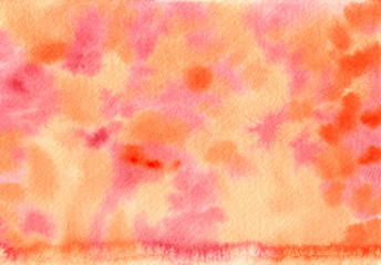 オレンジ色とピンク色の手描き水彩背景テクス