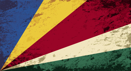 Naklejka premium Seychelles flag. Grunge background. Vector illustration
