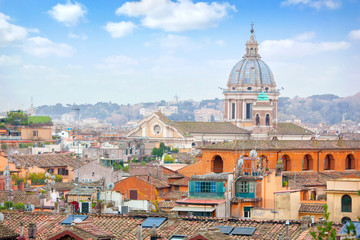 Fototapeta na wymiar Rome Panoramic view from Viale Della Trinita dei Monti.