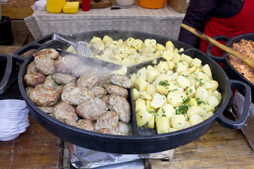 Street fast food - potatoes and cutlets