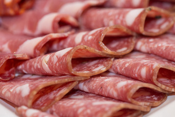 Slices of italian salami