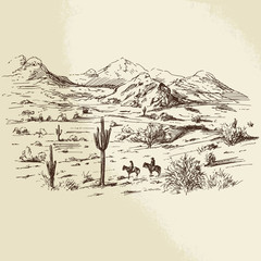wild west - hand drawn illustration - 78359882