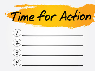 Obraz premium Time for Action Blank List, vector concept background