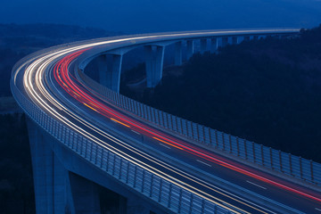 Blurred lights of vehicles