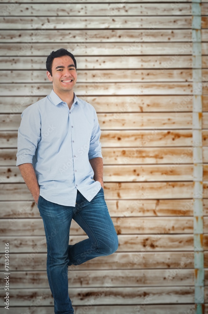 Poster composite image of smiling casual man standing