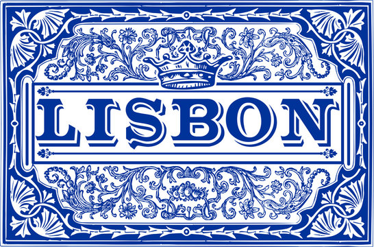 Indigo Blue Lisbon Paint Tile Floor Oriental Lisboa Ornament Collection Seamless Patchwork Pattern Colorful Painted Portugal Ceramic Tilework Vintage Illustration background Vector Pattern Traditional