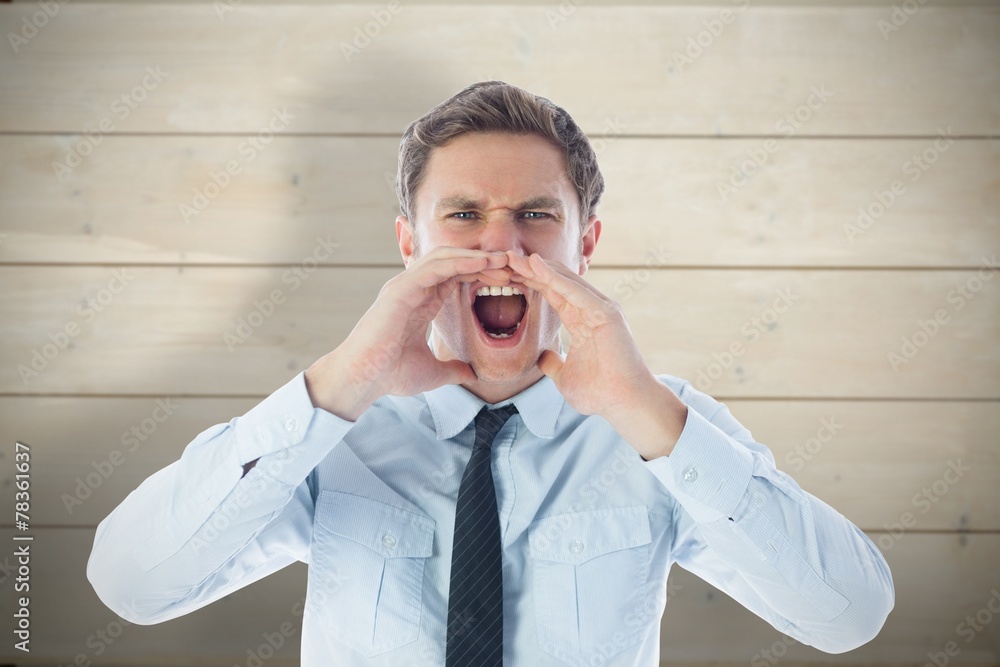Poster composite image of angry businessman shouting