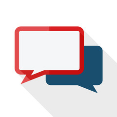 Vector speech bubbles icon with long shadow on white background