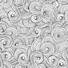 Behang Golven en wolken. Naadloos abstract handgetekend patroon © kotina