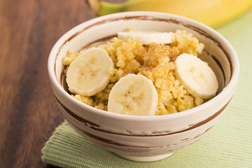 Fresh millet porridge with banana