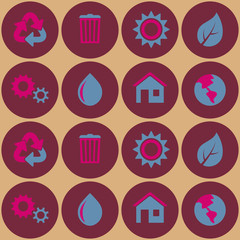 seamless background with ecology symbols