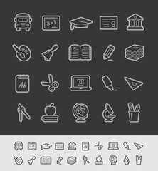 School and Education Icons -- Black Line Series