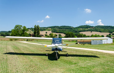 Light aircraft on the runway