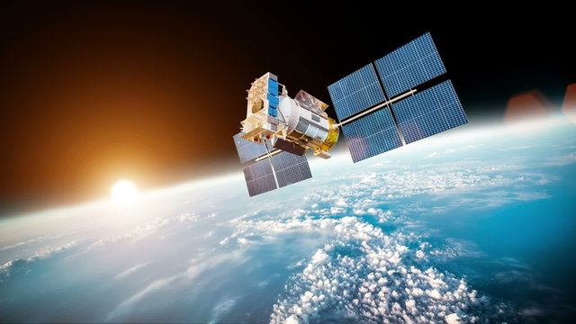 Space satellite orbiting the earth 