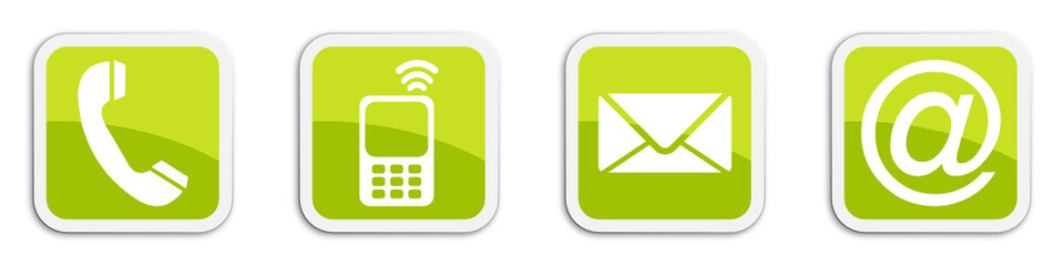 Four contacting sticker symbols in green - cube