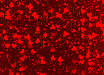 Fototapeta na wymiar flying hearts on a red backgrounds