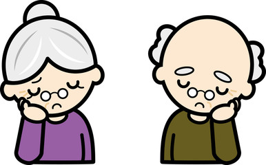 考える・老夫婦