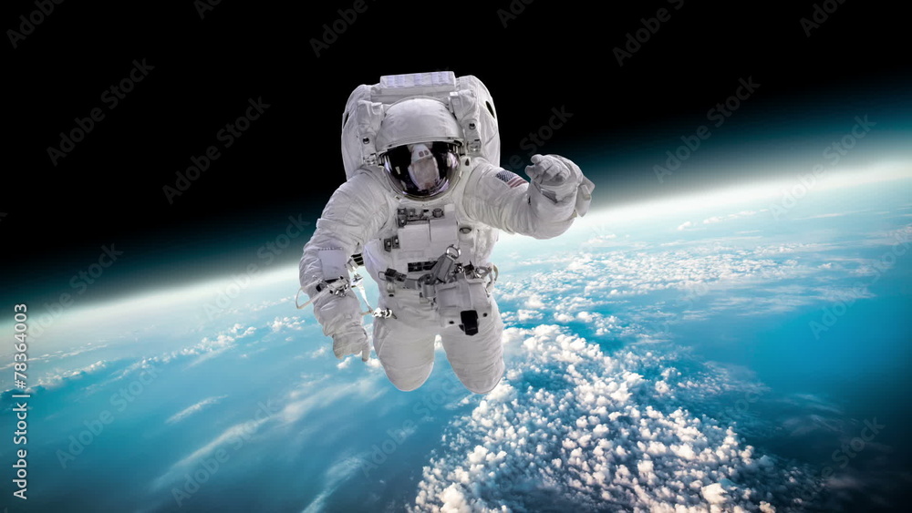 Poster astronaut in outer spaceelements this image furnished by nasa