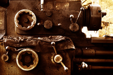 Details of a machine, old and used.