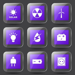 Energy Sign And Symbol Square Vector Violet Icon