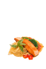 Stake from a salmon with vegetables