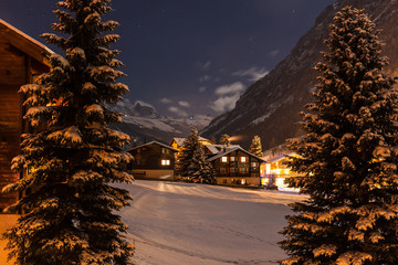 Winter night view of the tasch valley