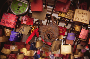 Love locks on a bridge