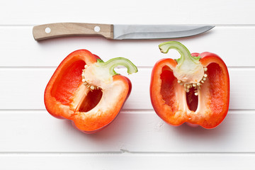 halved red bell pepper