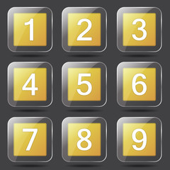 Numbers Counting Square Vector Yellow Icon Design Set