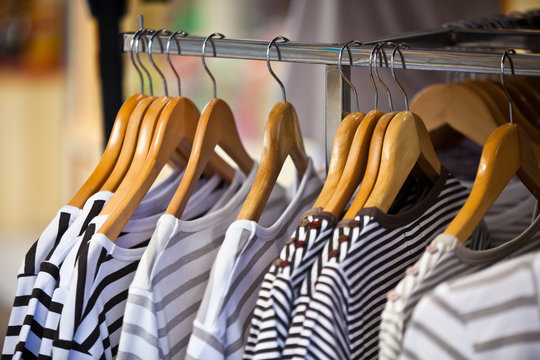 Striped Female Pullovers in a Clothing Store