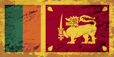 Naklejka premium Sri Lanka flag. Grunge background. Vector illustration