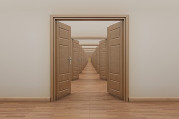 Enfilade, opening doors. Series for stop motion animation