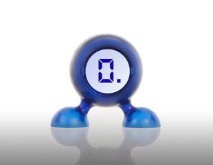 Small blue plastic object with a digital display