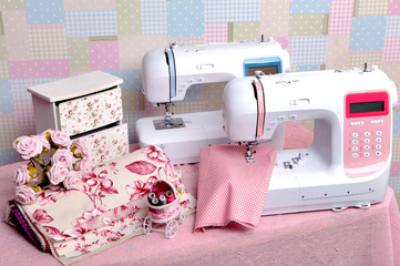 Composition of the sewing machine with threads