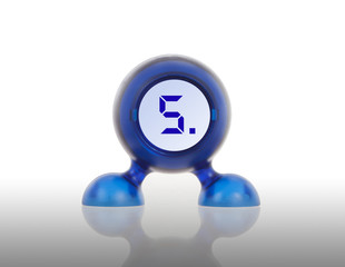 Small blue plastic object with a digital display