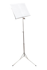 music stand with blank book isolated on white