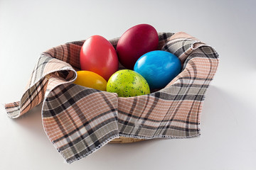 Easter eggs in basket