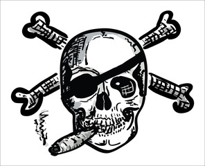 Hand Draw Scull with Bones