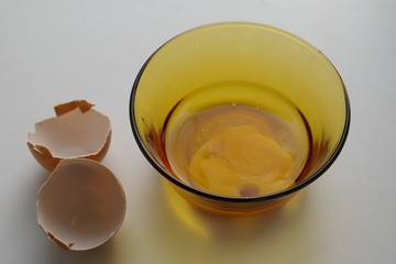Broken egg in a dish