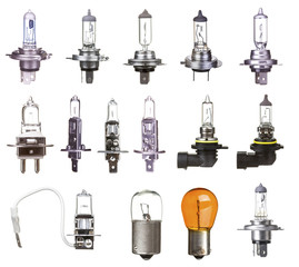set of Car Bulbs isolated on white background