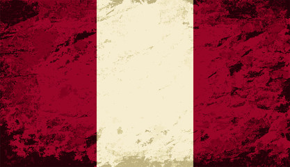 Peruvian flag. Grunge background. Vector illustration