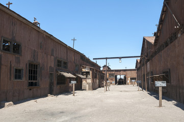 Rusted building in the saltpeter works of Humberstone, Chile